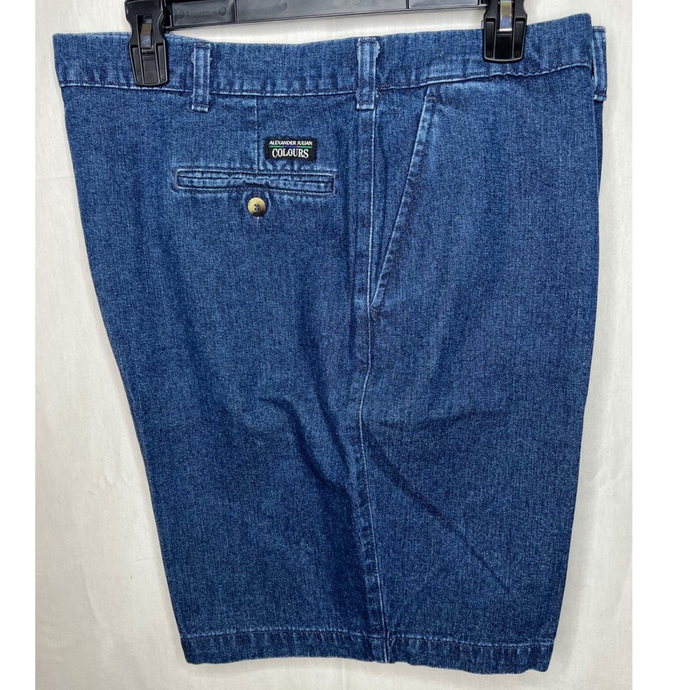 Vintage Alexander Julian Colours Mens Blue Denim Shorts 40 100 Cotton‎ 90s Dad